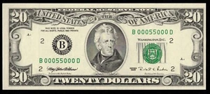 1995 $20 FRN B00055000D 3RD RADAR V-CH-CU - Picture 1 of 3