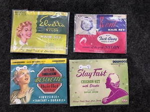 4 Nylon Haarnetze - Elvetta Stay Fast Bestyette Nylon Salon Werbung - Bild 1 von 2