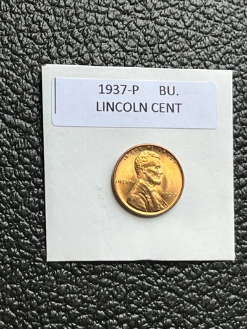 1937-P Unc. Lincoln Cent Bright Red Cover