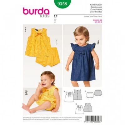 Burda Sewing Pattern 9358 Baby 3 Months - 2 Years - Image 1 of 3