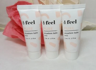 Lot of 3 Feel PURE ANYWHERE BALM in Rose .17 oz / 5 ml Travel Sz x3 Sealed Ipsy