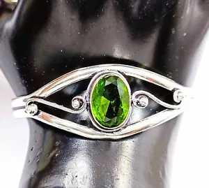 Green Peridot 57.70 Ct 925 Sterling Silver Jewelry Cuff Adjustable Bracelet EAE - Picture 1 of 7