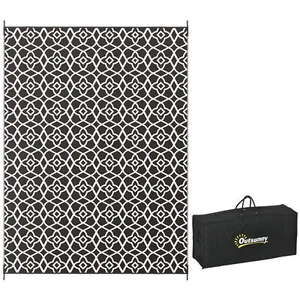 NEW-Outsunny Reversible Outdoor Rug,9\' x 12\' Waterproof Plastic Straw Floor - Picture 1 of 9
