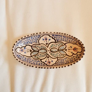 Marokkanische Keramik Schale Servierplatte oval handgefertigt Vintage - Bild 1 von 7