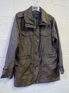 London Fog Dark Olive Green Light Weight Women's Rain Coat Size Large  #112670 - Picture 1 of 18