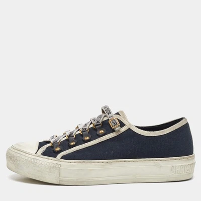 Dior Navy Blue Canvas WalknDior Low Top Sneakers Size 38 - Image 1 of 4