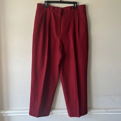 Pantalón Pantalón Lands End Rojo Lana Pierna Ancha Cintura Alta Informal Vacaciones Carrera Nuevo 18 Foto 1 de 4