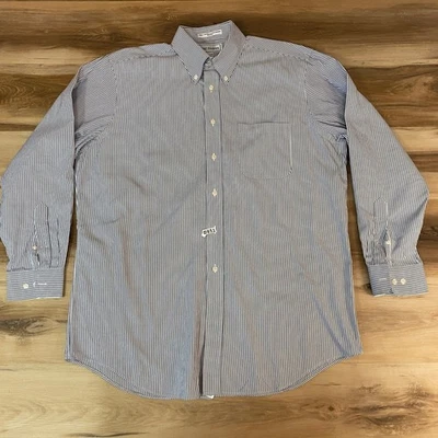 Paul Fredrick Shirt Men's 16.5 34 Blue White Striped Button Down Shirt Cotton - Image 1 of 4