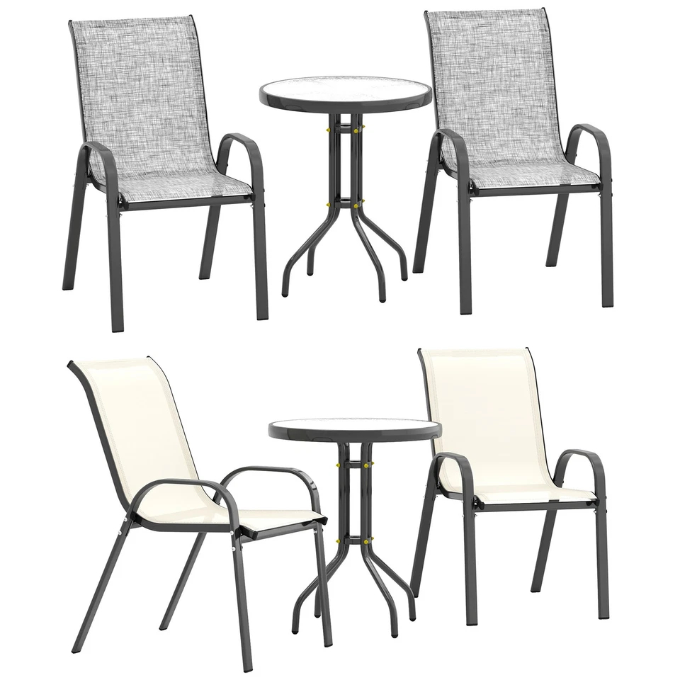 Outsunny Outdoor Bistro Set Small Patio Set w/ Stackable Chairs - Image 1 of 1