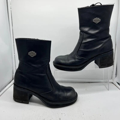 Harley Davidson Chunky Boots Womens 7.5 Platform Boots Block Heel Moto Y2K  - Image 1 of 4