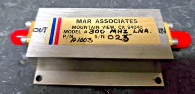 Amplificador nariz baja (LNA) MAR Associates 300-350MHz #A1003 parcelas probadas, 5VDC SMA Foto 1 de 4