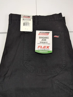 Genuine Dickies Dungaree Jeans Men's Regular Fit Straight Leg Flex 44x32 Black  - Image 1 of 4