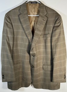 Hart Schaffner Marx Jacket Sport Coat Blazer 48R Brown Check Two Button USA Made - Picture 1 of 10