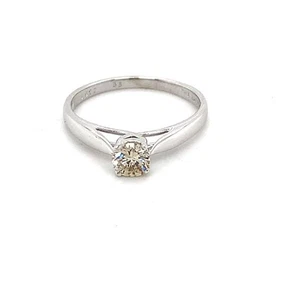 The Zales Platinum Champagne Round .5CT Solitaire Diamond Ring Size 7.5 - Picture 1 of 10