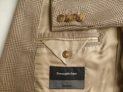 Zegna Blazer 56R/46R Plaid Camel Silk Great Condition Jacket Sport Coat - Image 1 of 4