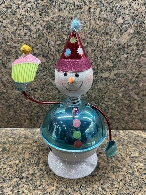 Brillo Jingle Bell Muñeco de Nieve Fiesta Sombrero Cupcake Navidad Decoración Mesa Vacaciones Foto 1 de 4