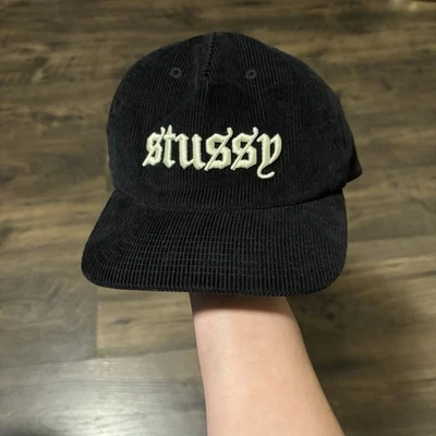 RARO Stüssy Mid-Depth Antiguo Inglés Pana Snapback Sombrero Foto 1 de 4