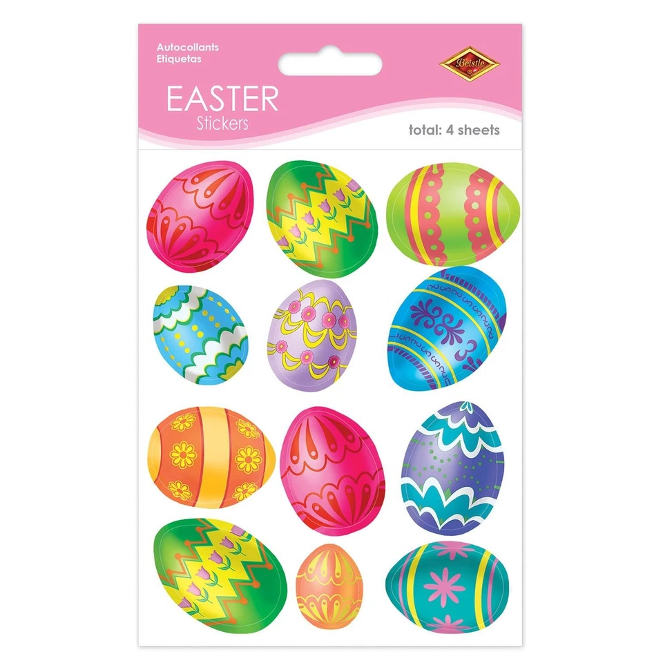 Beistle Color Bright Egg Stickers - Easter | Party Supply | Decoration - Image 1 of 1