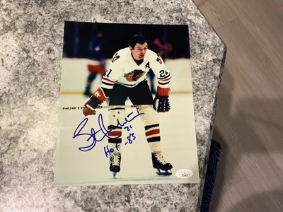FOTO FIRMADA POR STAN MIKITA 8X10 INSCRITA "HOF 83" - CHICAGO BLACKHAWKS - CERTIFICADO DE AUTENTICIDAD JSA Foto 1 de 3