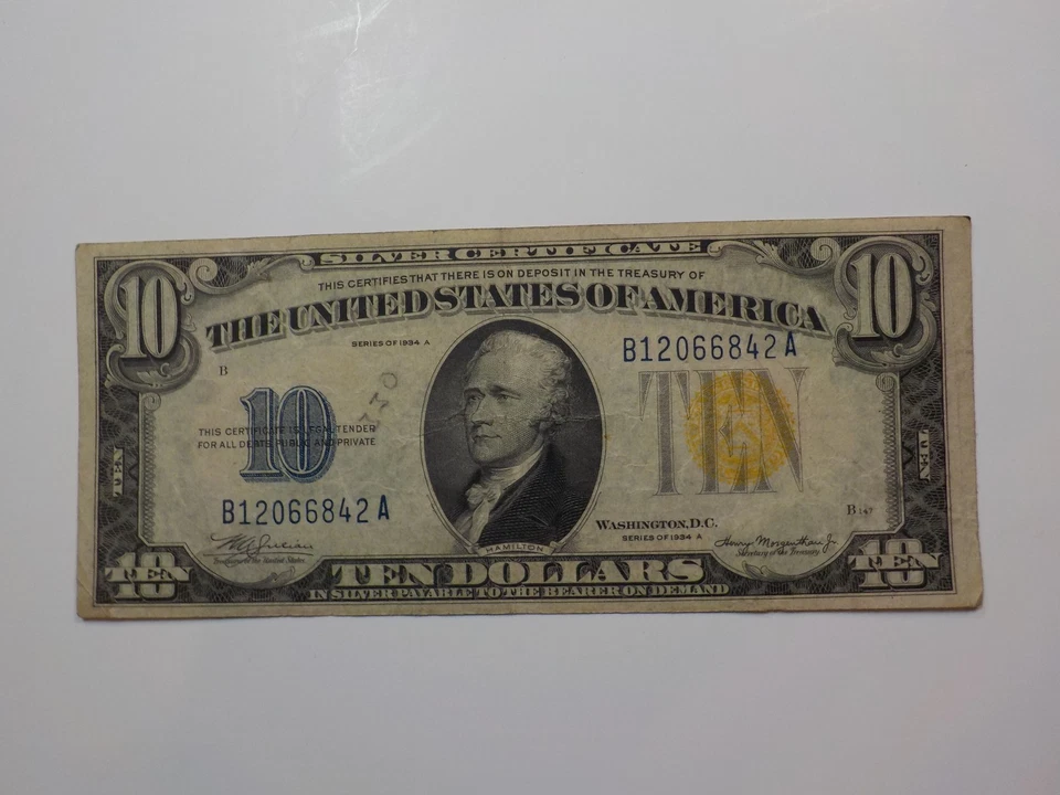 WW2 Emergency Note 1934 10 Dollar Bill North Africa Paper Money Currency VTG - Image 1 of 2