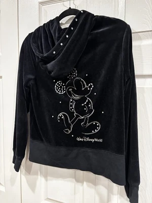 Disney Mickey Mouse Disney World Bling Bedazzled Zip Up Hoodie Rhinestone M - Image 1 of 4