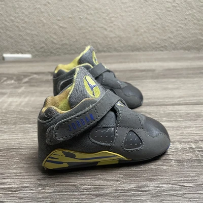 Nike Air Jordan 8 Retro Botines de Cuna TD 305362-038 Niño Pequeño Talla 3c Gris Amarillo Foto 1 de 4