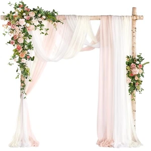 Ling's Moment Deluxe Spring Pink Artificial Wedding Arch Flowers with Drapes ... - Picture 1 of 8