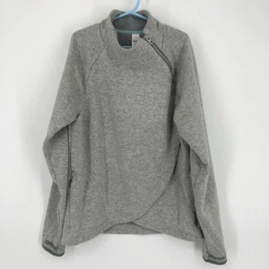 Athleta Girl Sweatshirt Size Large Gray Crossover Furry Interior Zipper Pockets - Picture 1 of 11
