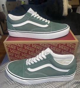 Vans Men's Old Skool Color Theory Duck Green White Striped Shoes Size 9 - Picture 1 of 5
