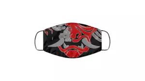 Oni Maske - japanische Samurai Gesichtsmaske - Cyber Punk - rot - Bild 1 von 6