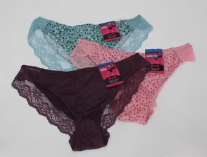 Neu mit Etikett Set/3 MAIDENFORM Comfort Devotion SPITZE TANGA einfarbig WEINBLAU PINK Druck 8/XL - Bild 1 von 5