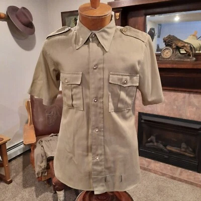 Vintage 10X Military Style Shirt, Epaulets, Tan, Size 15 - Image 1 of 4