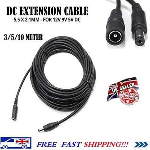Power Extension Cable for 12V DC 3m 5m 10m CCTV LED & Adapters 2.1mm*5.5mm Jack - Picture 1 of 14