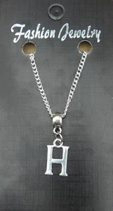 Alphabet Letter H Pendant Necklace 18" or 24 Inch Chain Name Initial Charm - Picture 1 of 5