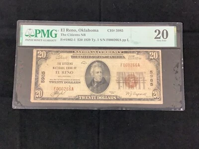1929 $20 DOLLAR BILL BROWN SEAL NOTE. El Reno **Oklahoma**!!! VERY FINE 20!!! - Image 1 of 3