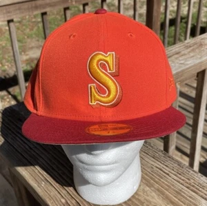 New Era Seattle Mariners 59FIFTY Hat Orange Men’s Sz 7 3/4 Outerspace NWT MLB - Picture 1 of 11