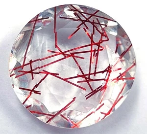 Red Rutilated Quartz 69.00 Ct Round Cut IGL Transparent Loose Gems 5JJP - Picture 1 of 7