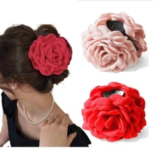 2PCS Rose Flower Claw Clips Large Hawaiian Non Slip Hair Accessories Women - Picture 1 of 6