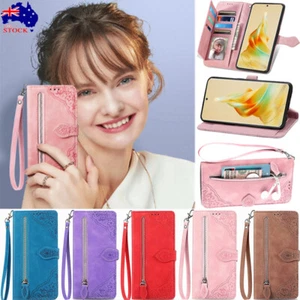 Fr Oppo Reno 11F 5G Shockproof Zipper Wallet Case Leather Flip Stand Cover Strap - Picture 1 of 20
