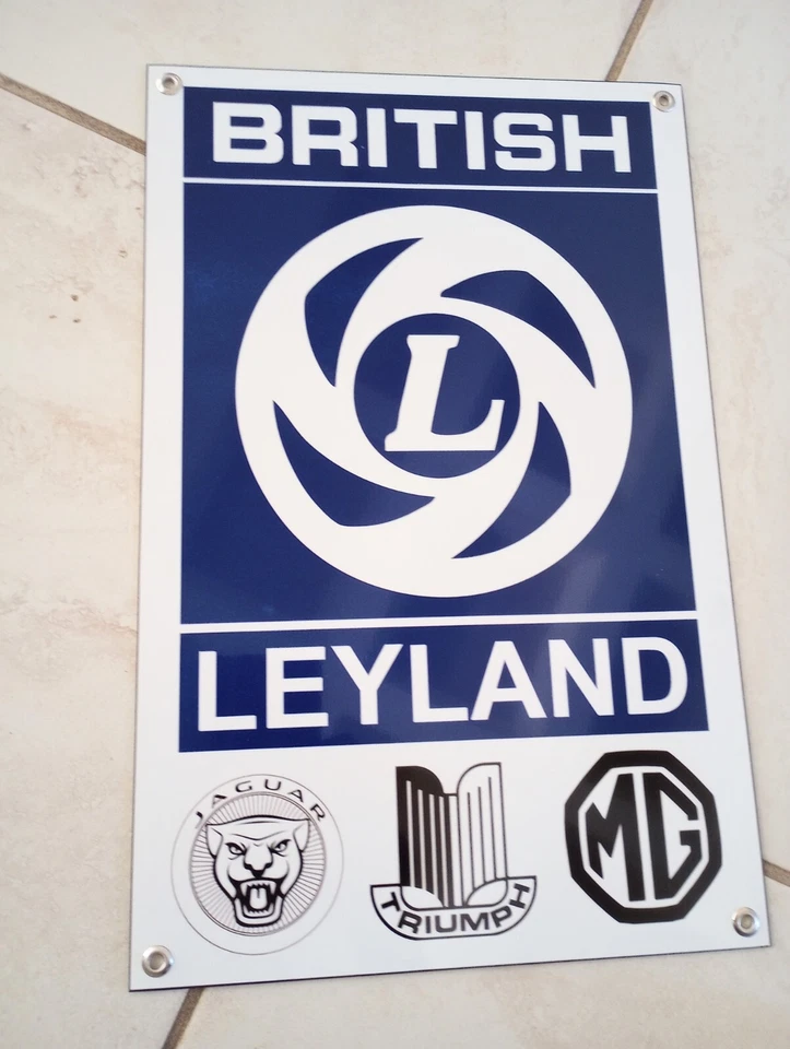 Placa British Leyland... Spitfire TR3 TR6 TR7 MG MGA MGB Jaguar XKE 150 140 130  - Imagem 1 de 1