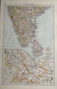 1896 South India, Ceylon & Northwest Provinces Antique Map 125 Years Old - Picture 1 of 3