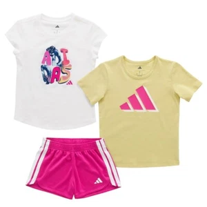 adidas Toddler Girls' 3-piece Short Set 3T,4T,5T - Picture 1 of 4