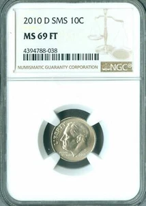 2010 D ROOSEVELT DIME NGC MS69 FT SMS FINEST REGISTRY * - Picture 1 of 2