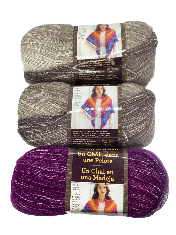 Lion Brand Shawl in a Ball Yarn "Mindful Mauve" 3 Skeins #349 - Image 1 of 4