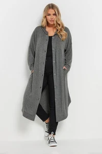 Yours Curve Women's Plus Size Button Through Hooded Maxi Cardigan - Picture 1 of 13
