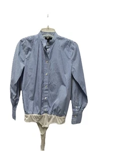 J Crew Gr. 2 Body Streifen blau/weiß Langarm Knopfleiste - Bild 1 von 6