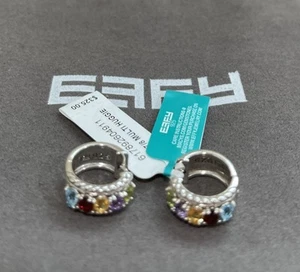 EFFY Multi Gemstone Small Huggie Hoop Earrings ( 1-7/8 c.t. t.w.) In Sterling - Picture 1 of 4