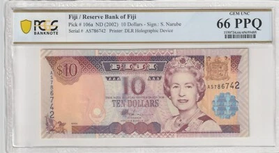 Fiji 2002 10 Dollars PCGS Certified Banknote UNC 66 PPQ Pick 106a - Image 1 of 2