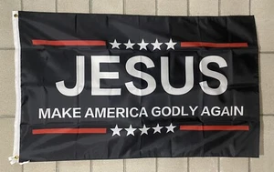 Jesus Flag Free USA Ship Make America Godly Again Pray Lord God 3x5' Sign Banner - Picture 1 of 1
