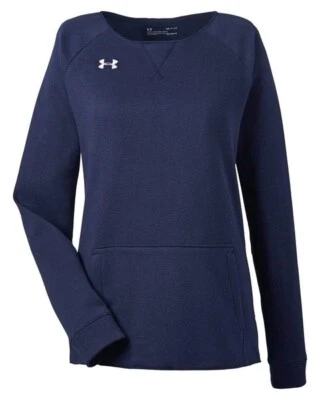 Under Armour Hustle Fleece Crew Size Large Women Navy New - Image 1 of 3